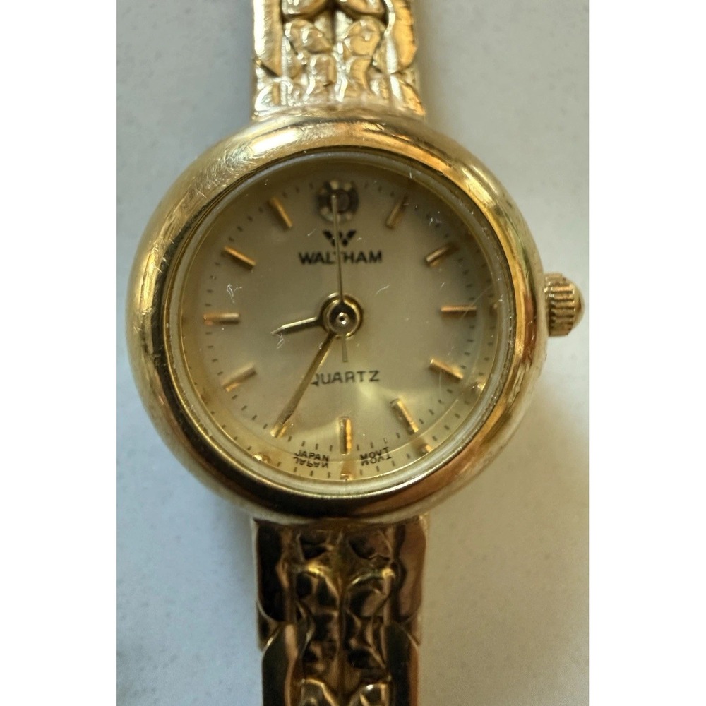 Waltham Watch Ladies Quartz Vintage gold tone Nugget Band YWL204-2Y51-098
